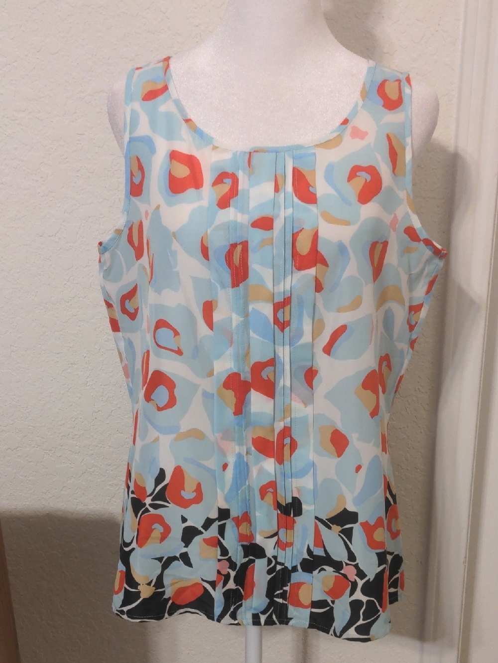 Ann Taylor Women's Blue & Red Floral Summer Sheer Tank Top. Size 4